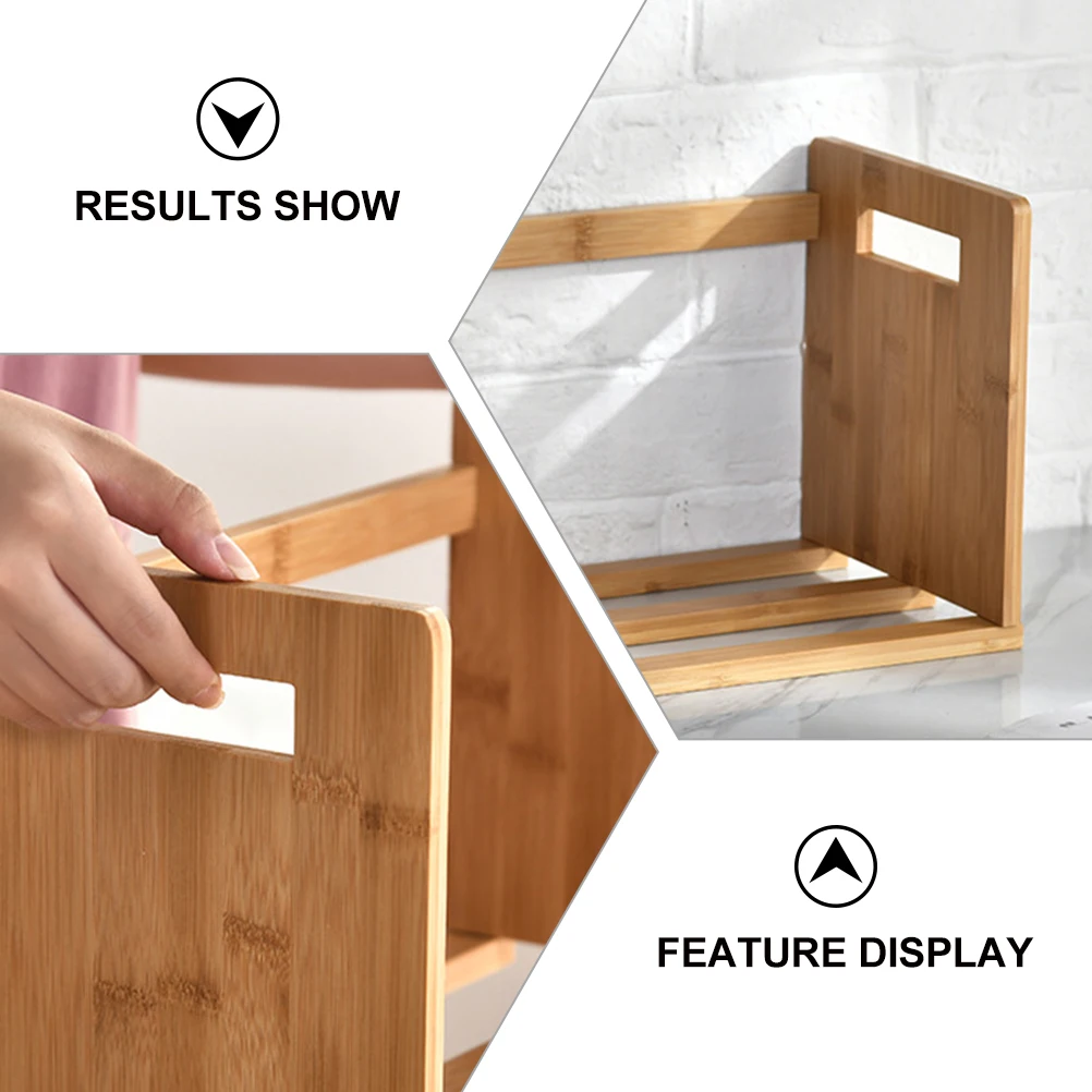 

Nanzhu Bookshelf Container Desktop Holder Retractable Bookend Storage Decor Bamboo Rack