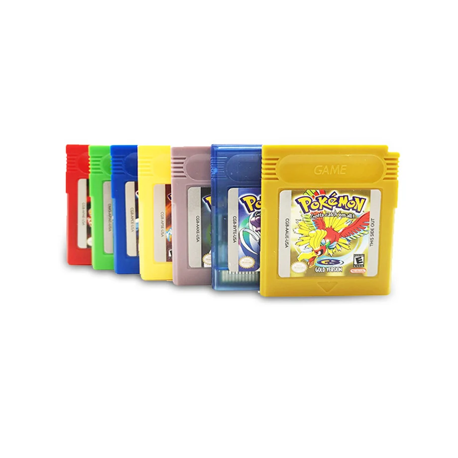 Pokemon Series English Version 16 Bit GBC Game Cassette Classic Red Green Crystal Silver for GBC Video Game Cartridge Console