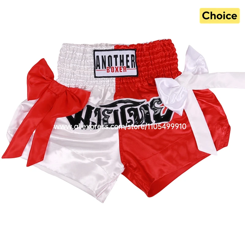 Muay Thai Wettkampf-Shorts mit Schleifenband für Kickboxen, Boxen, Training, Kampf, für Männer, Frauen, Kinder, Kampfsport-Uniform