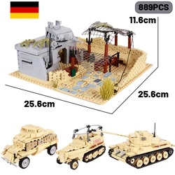 WW2 German North African Campaign Military Scene Soldier Tank Armored Vehicle Building Blocks Gun Bricks Toys for Children Gift