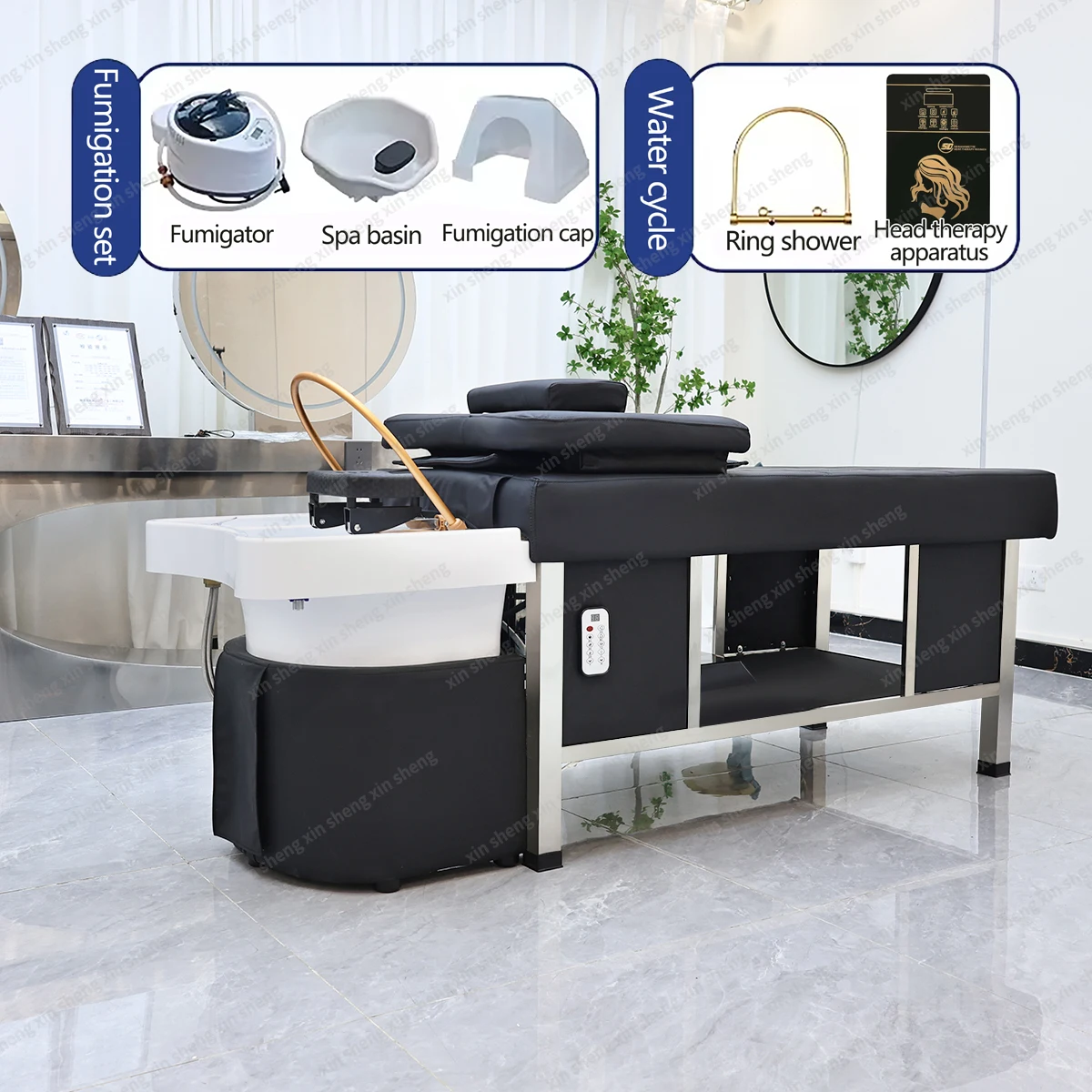 Professional Salon Washing Hair Massage Chair Shampoo Bed Spa Head Water Therapy Circulation Shampoo Bed