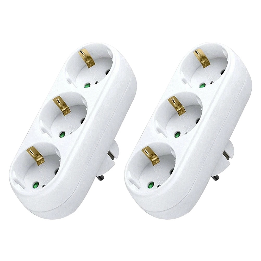 

2pcs Multi-plug Adapter White Triple Wall Socket Panel Durable Easy Install Compatible Fireproof Use