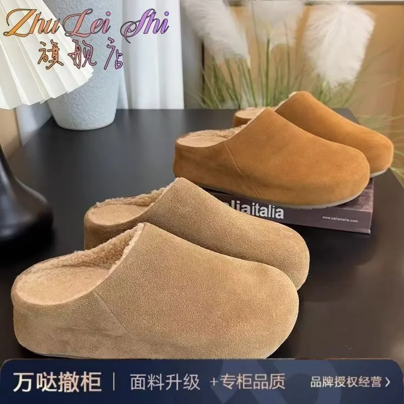 

Mao Mao Birken Thick Soled Slippers Warm Pedal Lazy Retro Velvet Baotou.