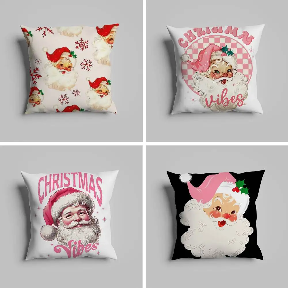 

Pink Father Christmas Pillow Case For Car Pillows 60x60 Cushions Luxury Double Sided Cover Home And Decoration Sofa 30x30