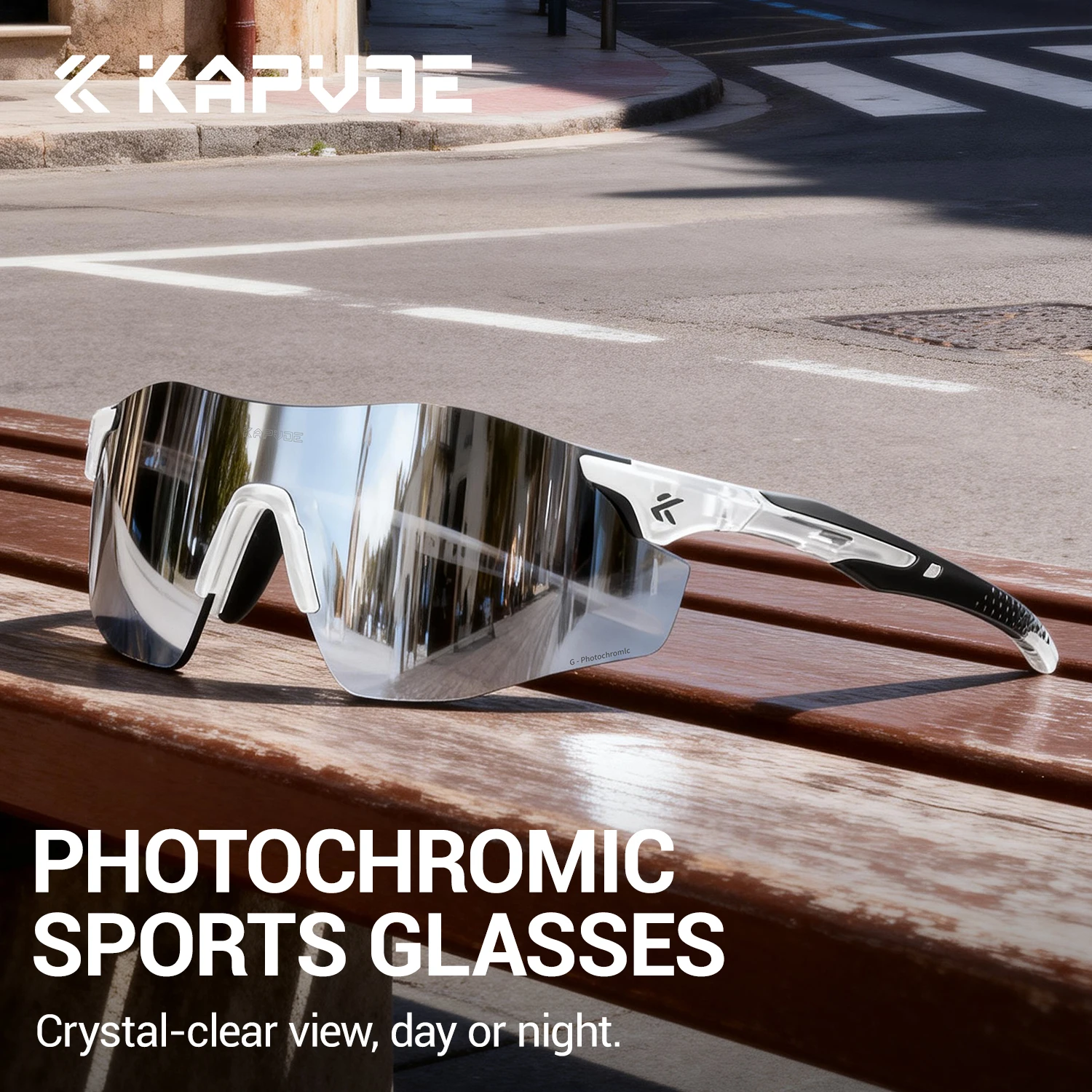 KAPVOE Marathon-Specific Running Glasses Photochromic Cycling Sunglasses MTB Bike Glasses UV400 Outdoor Sports Camping Eyewear