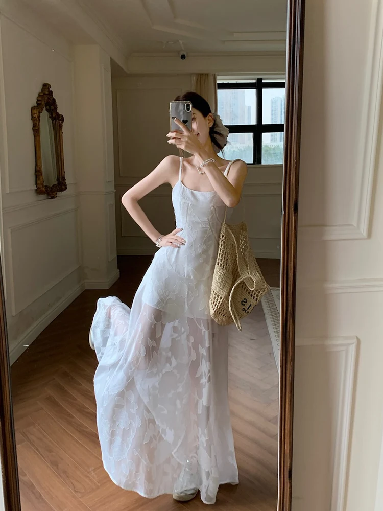 ドレス レディースドレス かわいい 夏 レーヨン スパゲッティストラップ バックレス プリーツ フレア スイング ホローアウト キュート リゾート ホリデー 通勤