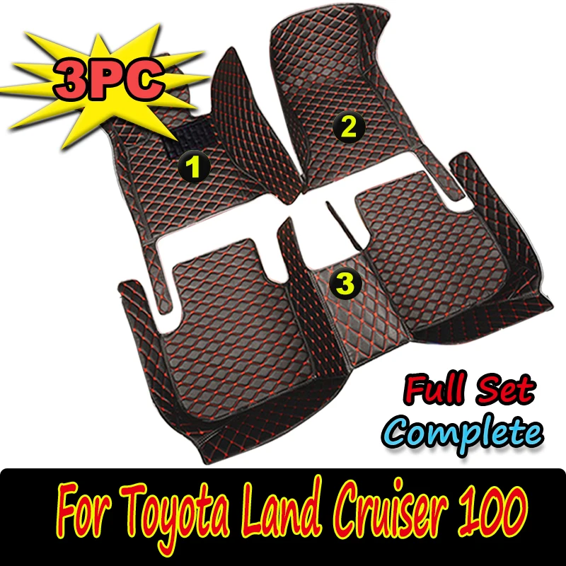 

Custom Auto Luxury Leather Car Floor Mat For Toyota Land Cruiser 100 2002 2003 Car Mat Full Set Women Waterproof Accessories