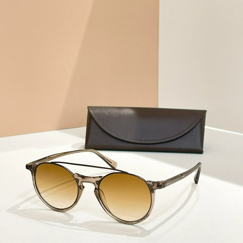 Качественные винтажные круглые солнцезащитные очки с двойным мостом, модные мужские и женские черные оправы с градиентными линзами, модные солнцезащитные очки UV400