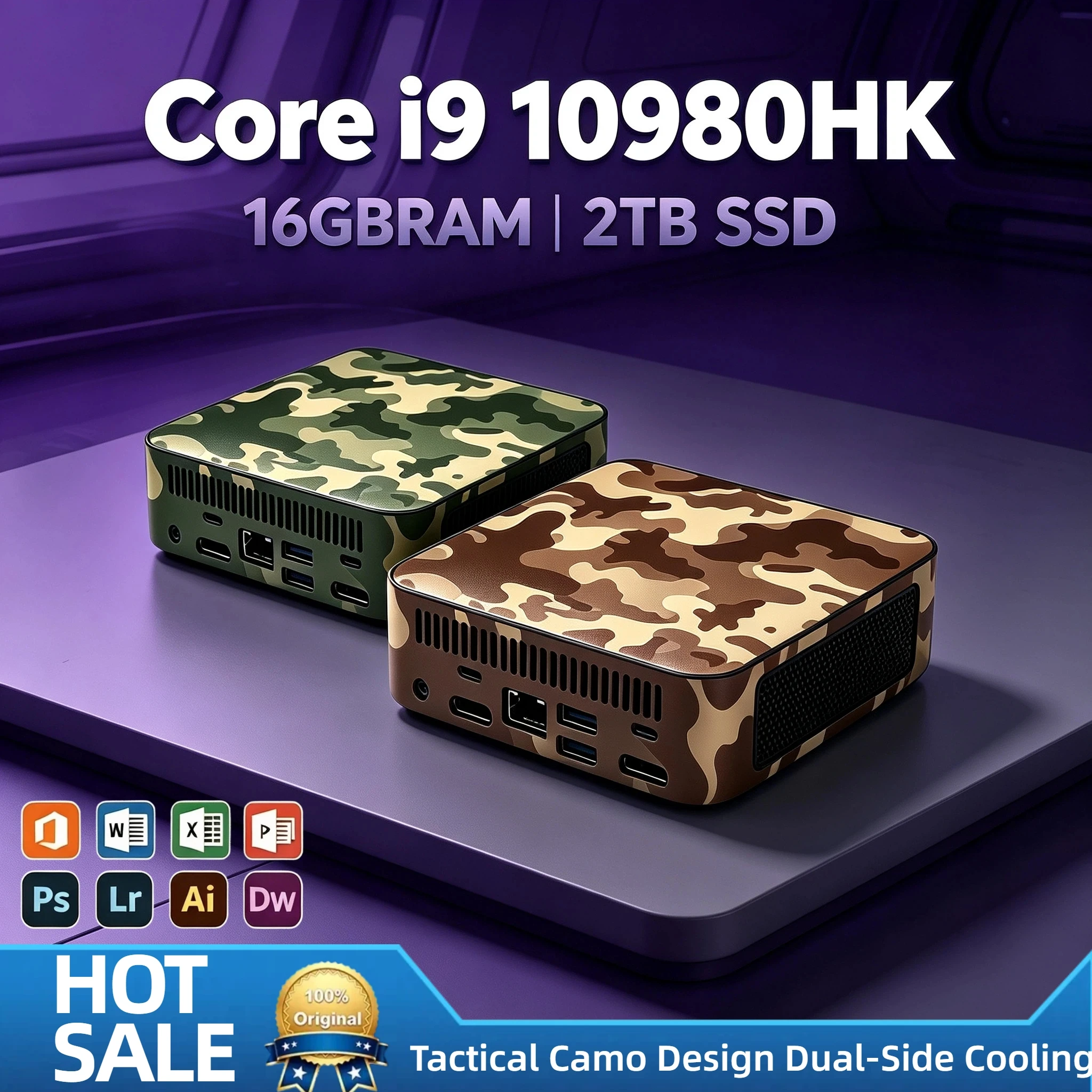 코어 i9 10980HK 초소형 미니 PC 16GB 램 1TB/2TB M.2 SSD WiFi6 블루투스 5.2 4K HD 사무용/게이밍 데스크탑 프로