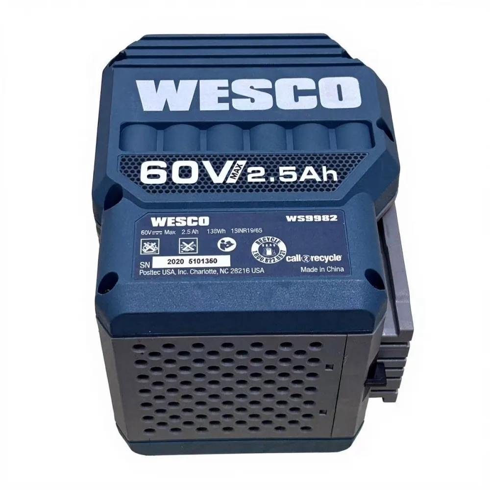 100% Original 2,5 Ah 60 V für WESCO 60 V MAX WS9982 WS9983 WS8515U Bohrmaschine Rasenmäher Kettensäge Elektrowerkzeug Akku