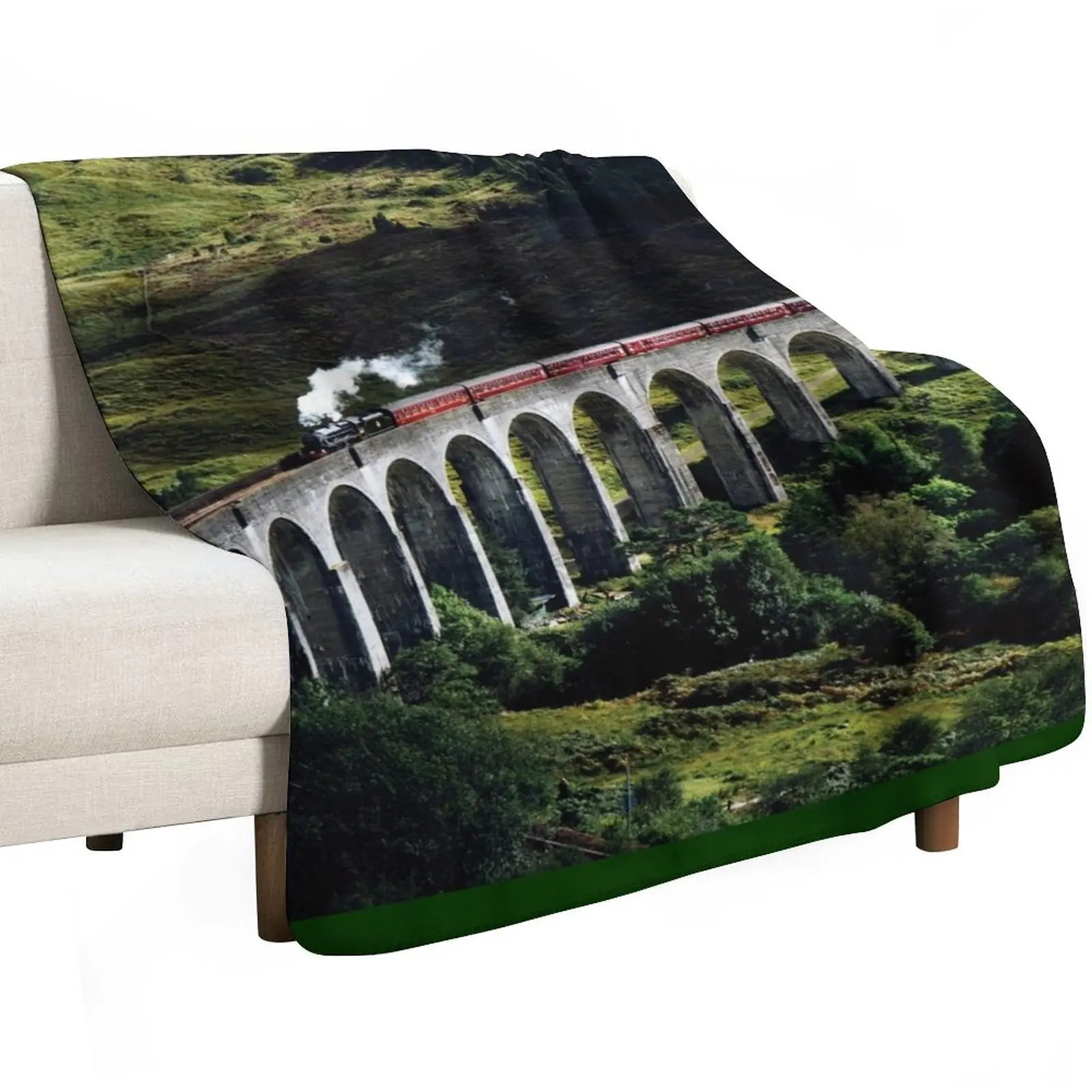 Glenfinnan Viaduct with Steam Train Throw Blanket Comforter Cute Stuffeds Moving Nap Blankets