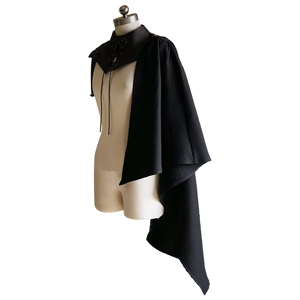 Fantasia Medieval Men Cosplay Shawl Half Cloak Renaissance Disfraz Costume Accessory Retro Shoulder Cape Halloween Carnival Prop