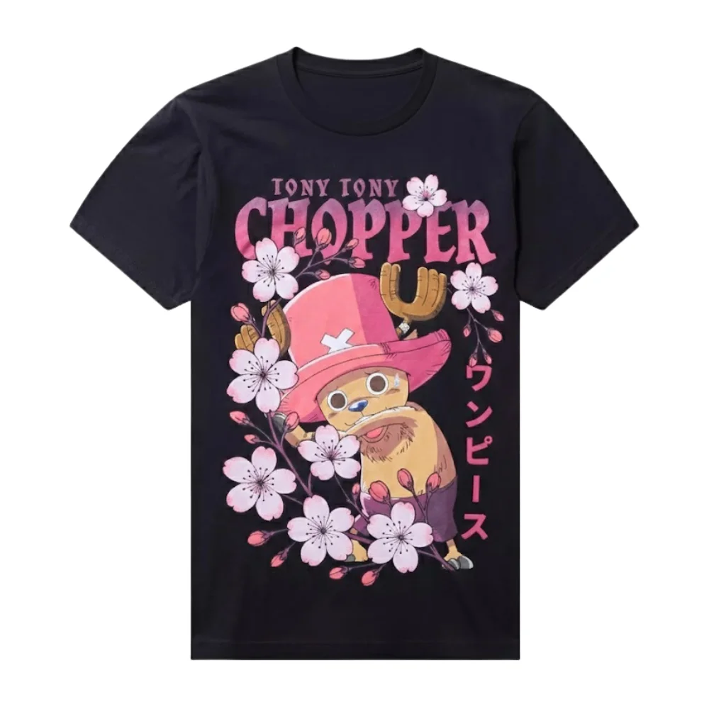 Summer 2026 One Piece Tony Tony Chopa "Sakura Story" Street Trend Theme 100% Cotton Print Loose T-shirt Male/female Top