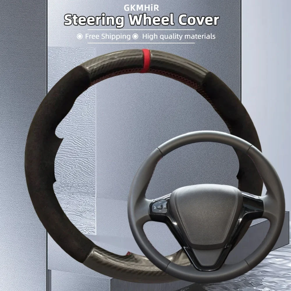 

Чехол на руль автомобиля по индивидуальному заказу для Ford Fiesta 2008-2013 Ecosport 2013-2016, замшевые аксессуары для салона автомобиля с ручным шитьем