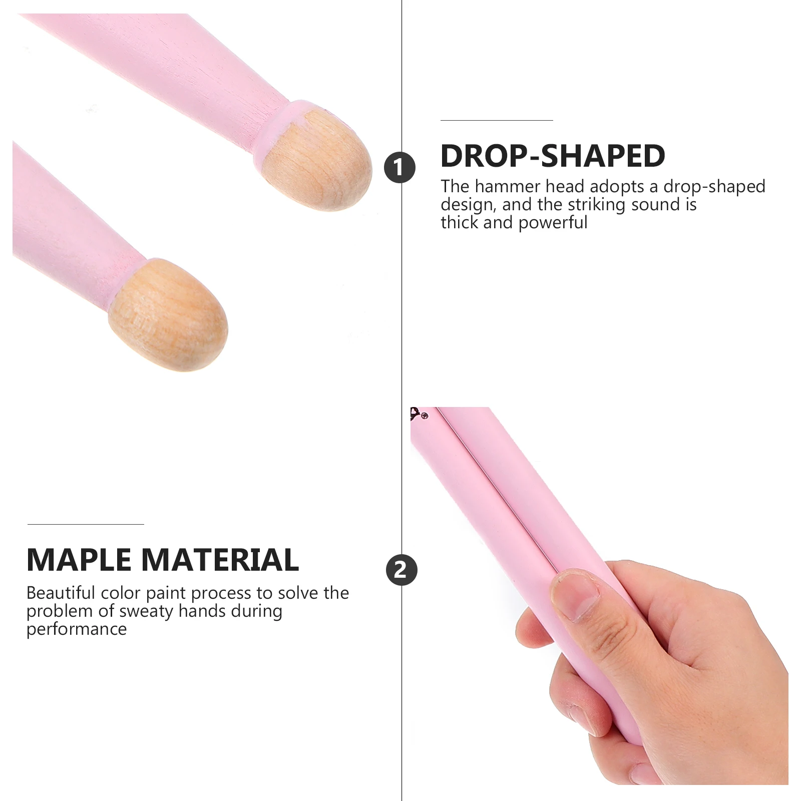

4pcs Drumsticks Maple Wood Slip Resistant Durable Lightweight Smooth Surface Comfortable Grip for All Drum Styles Beginners