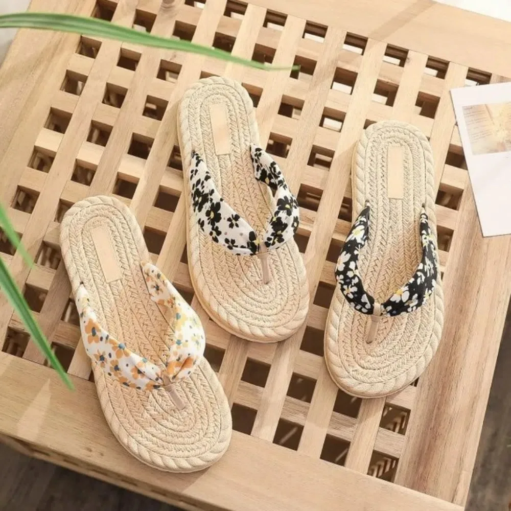 عادية بوهيميا نمط الأزهار الوجه يتخبط عدم الانزلاق إيفا الشرائح الصنادل النساء الحلو لينة وحيد منصة نعال مسطحة داخلي