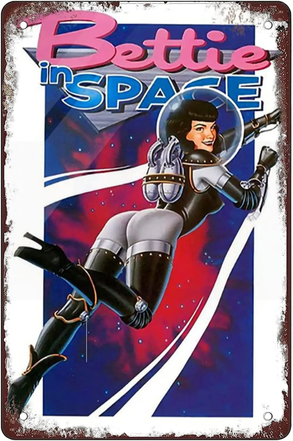 QIRIUS Metal Sign Pin-up Girl Space Tin Signs Wall Decor Fun Decoration for Home Kitchen Bar Vintage Retro Plaque Posters 1 sign