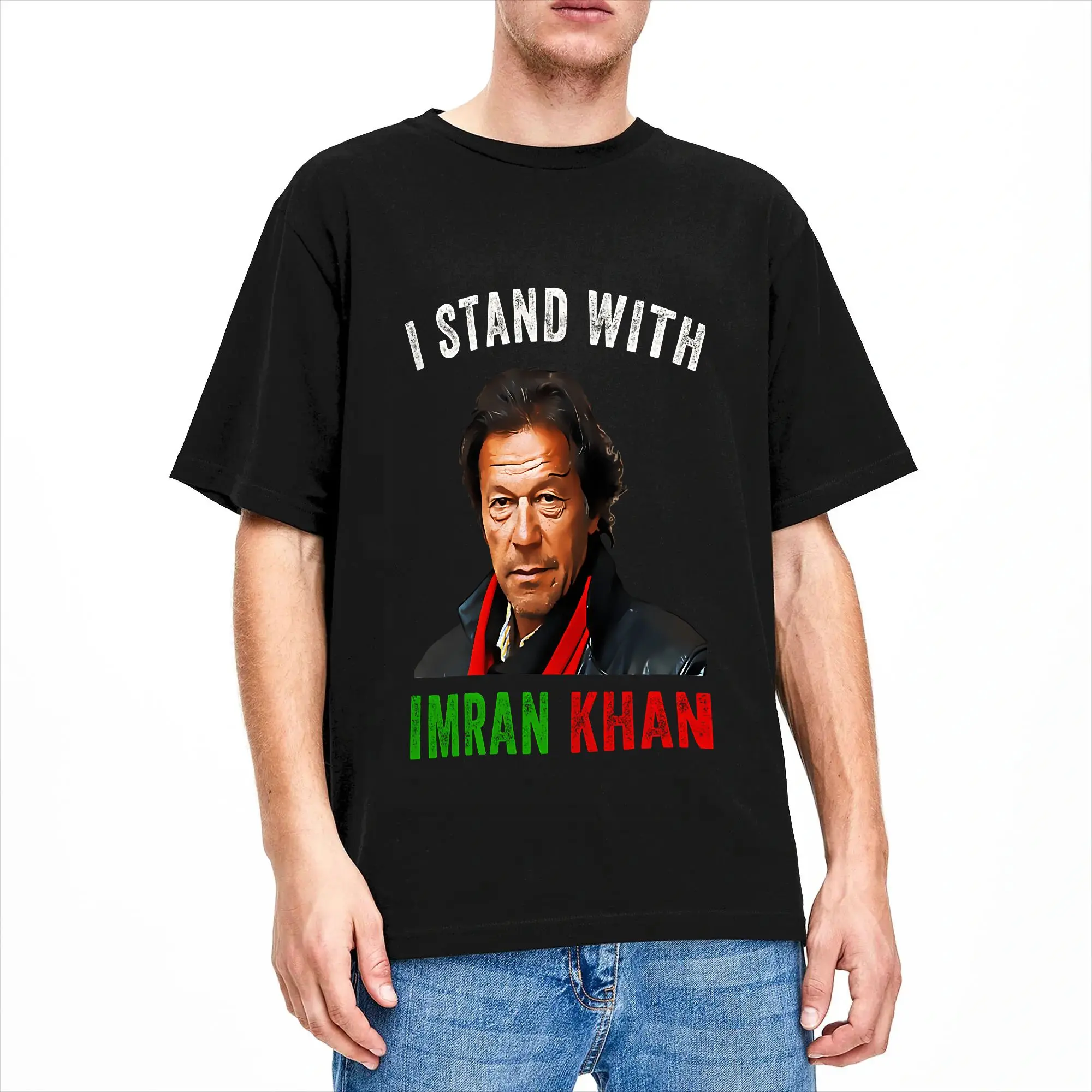 Men's T Shirt I Stand With Imran Khan Pakistan  T-Shirts Harajuku  Summer Tee Shirt Y2K Retro Cotton Clothing Plus Size 6XL