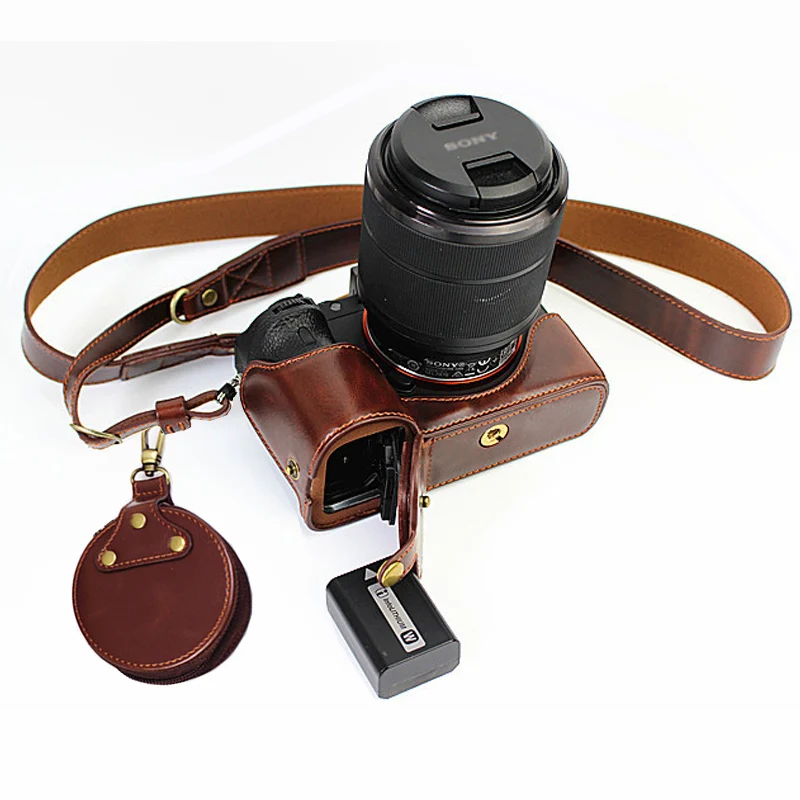 PU Leather Camera Half Body case Cover Bag For Sony A7RM2 A7II A72 A7R2 A7S2 A7SII A7M2 A7 markII Protective Shell