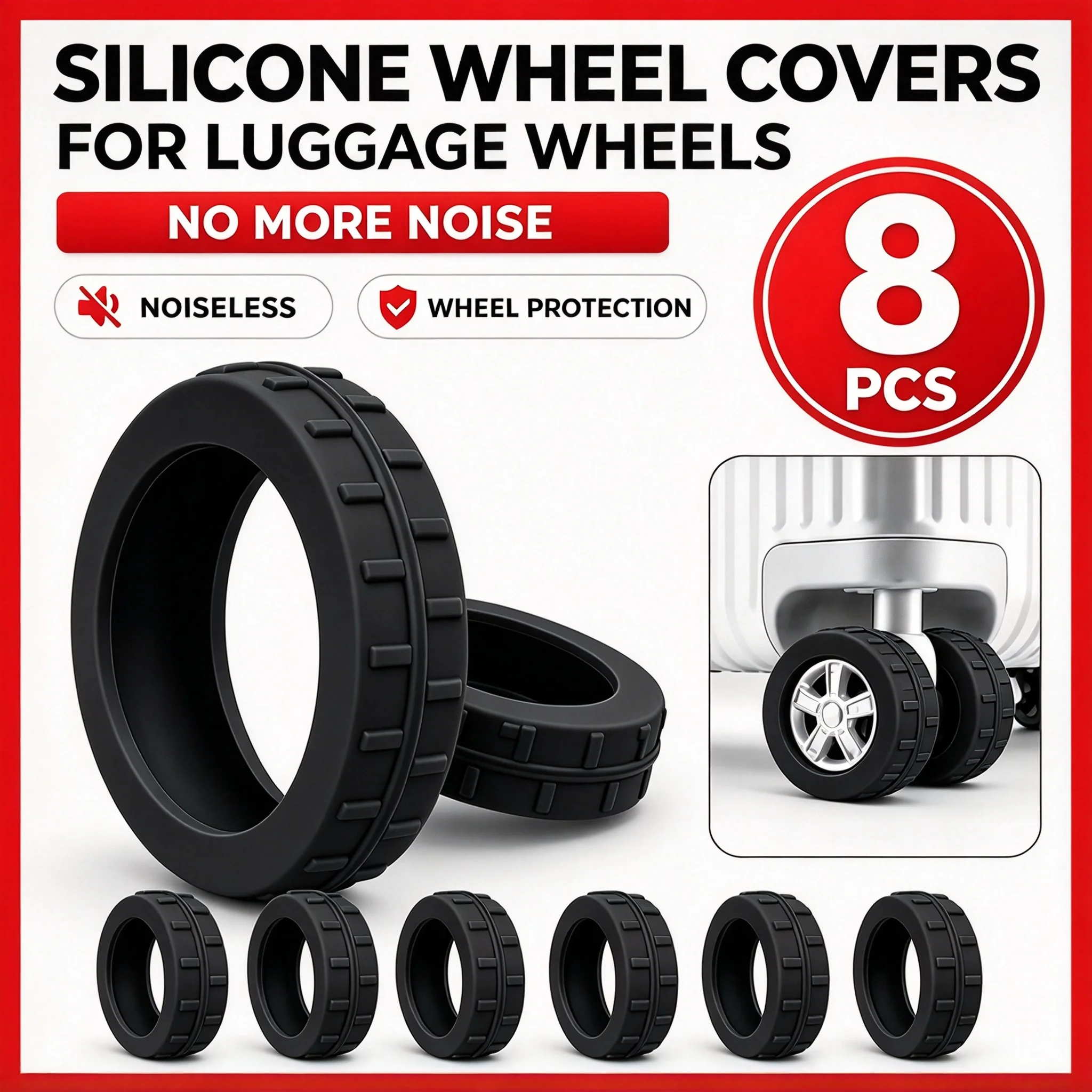 8 Pcs Luggage Wheels Protector With Silent Sound Wheel Wear Wheels Cover Silicone Luggage Accessories Trolley Box Casters Cover