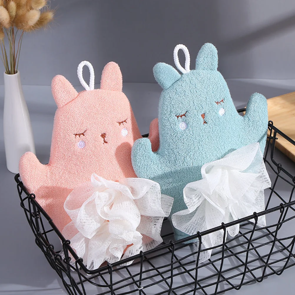 

3pcs Bath Gloves Double Sided Bunny Design Scrub Wash Mitt For Shower Spa Body Scrubber Exfoliating Mitts Bathing Accessories