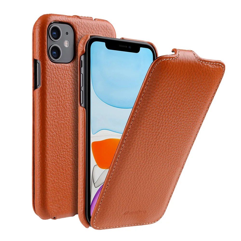 2020 New Business Flip Cover For iPhone 11 Pro Real Genuine Leather Cowhide Phone Case Bags For iPhone11 Pro Max Purple Orange