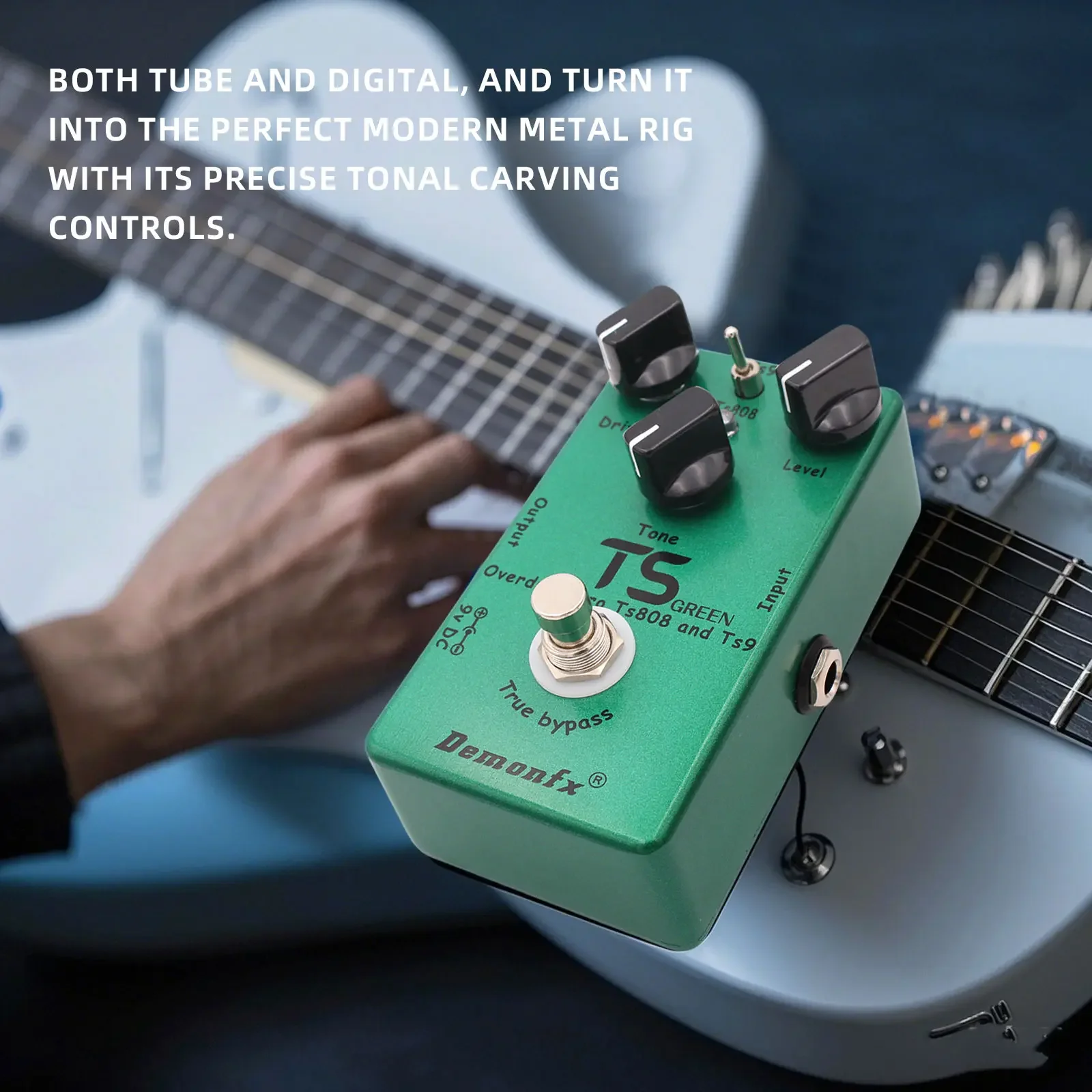 

Новинка 2025 года Demonfx Ts Green True Bypass Overdrive, педаль эффектов для гитары/баса, классическая схема с алюминиевым корпусом, повышение и привод резки