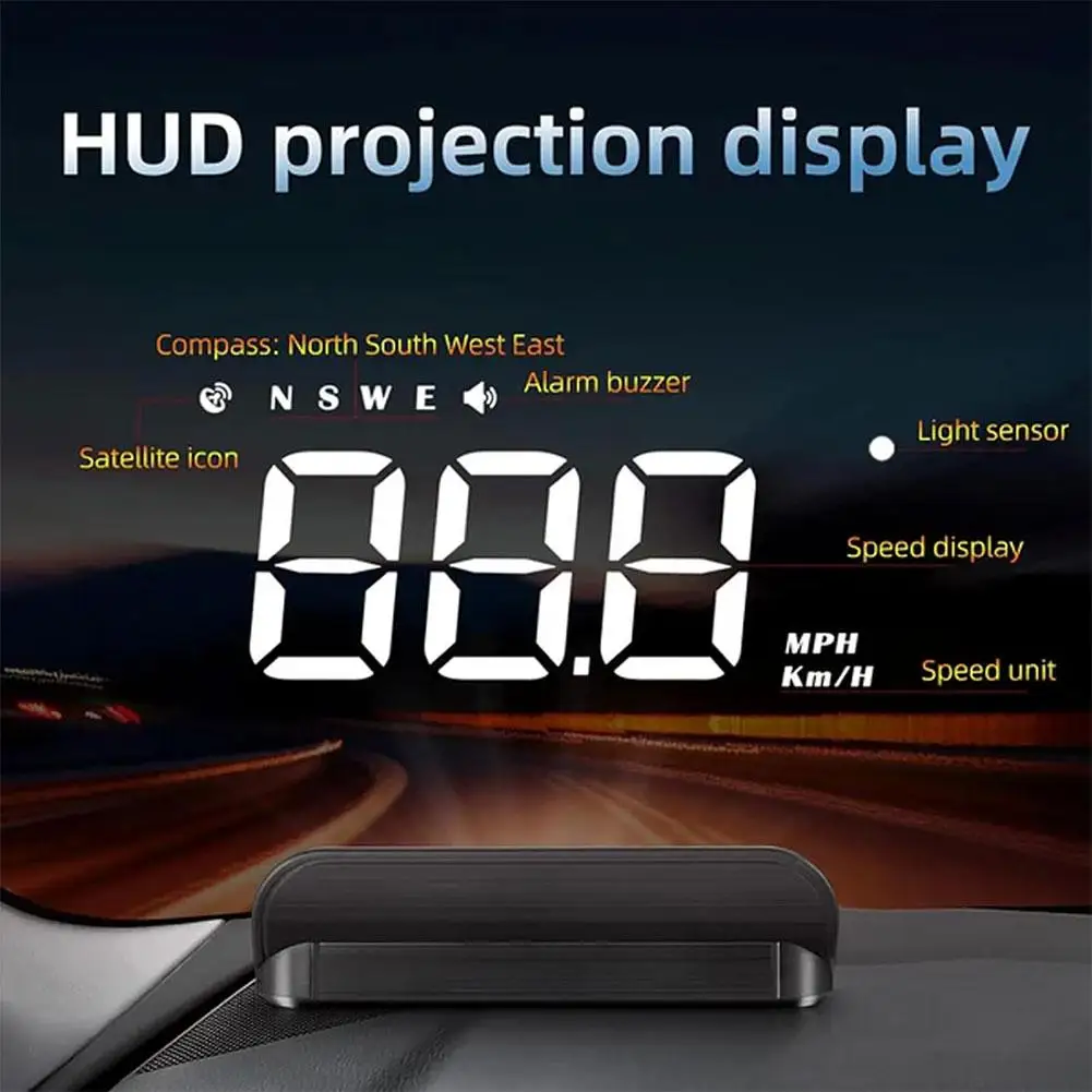 Car HUD Head-up Display Streamlined Speed Control Wireless Speed Display Universal Car Trucks Motorcycle Electronic Accessories