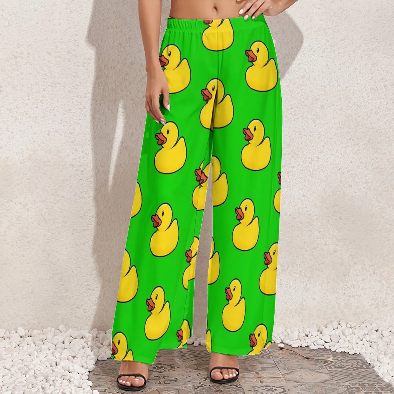 Rubber Ducks Pants High Waist Cute Animal Elegant Trousers Harajuku Design Wide Leg Pants