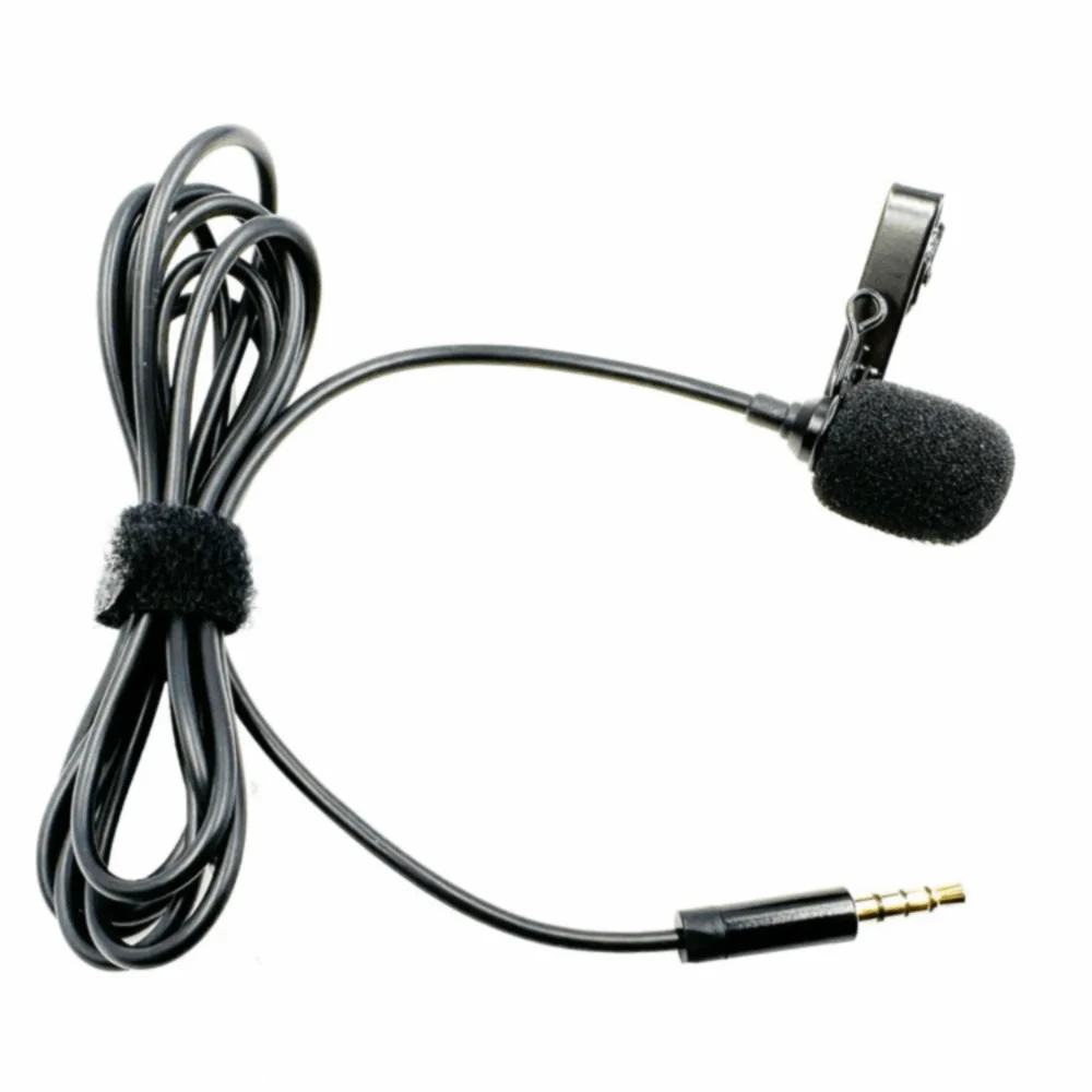 Interview 3.5mm Lavalier Microphone 4.9FT Cable Length Ultra Low Profile Lapel Microphone Clip On Microphone Voice Recording