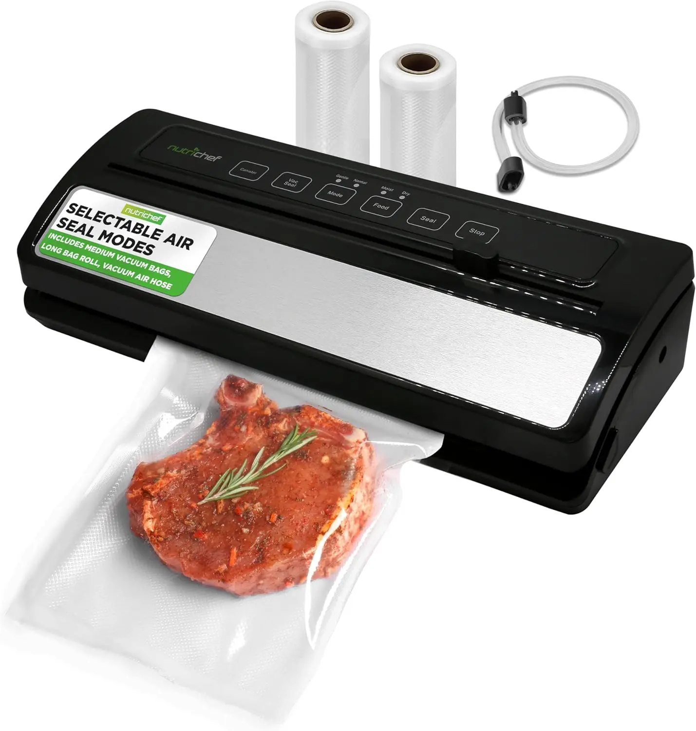 

Food Vacuum Sealer Machine, Stainless Steel & ABS, Automatic for Dry & Moist Foods, LED Touch, 110W, 14"x6"