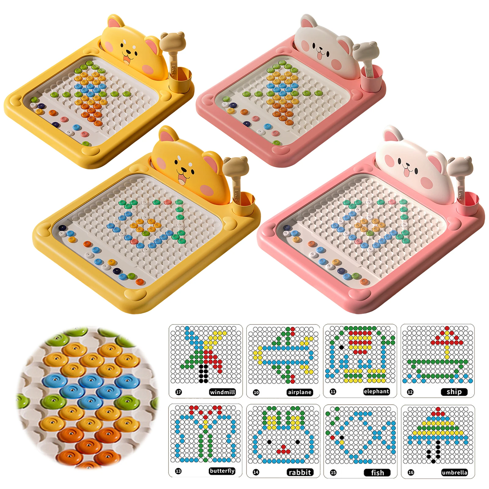 กระดานวาดภาพแม่เหล็กสำหรับเด็ก กระดานวาดภาพแม่เหล็กพร้อมลูกปัดแม่เหล็ก ปากกาหัวไชเท้า กระดานวาดภาพระบายสี ของเล่นเสริมพัฒนาการแบบมอนเตสซอรี่