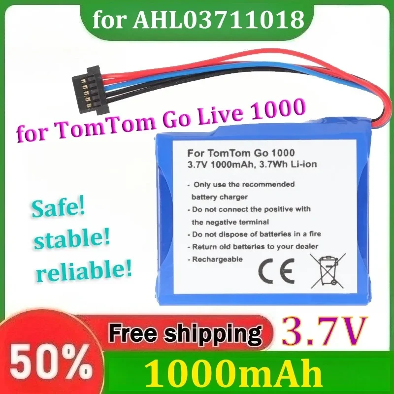 for AHL03711018 Battery Compatible with TomTom Go Live 1000, AHL03711018 Battery 3.7V 1000mAh 3.7Wh Li-ion Battery