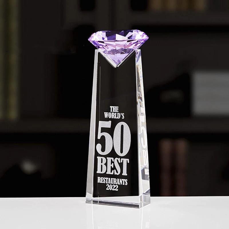 Custom Colorful Diamond Crystal Trophy Glass Grammy Medals Sports Events Awards Champions Cup Sales Prize Souvenir