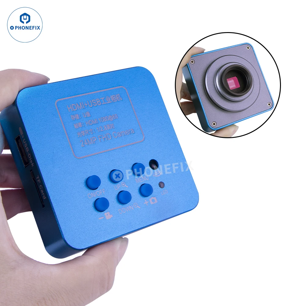 Imagem -03 - Câmera Hdmi Industry Video Microscope Câmera Usb tf Digital hd Lupa para Reparo de Chips de Telefone Móvel 24mp 2k 1080p 60fps