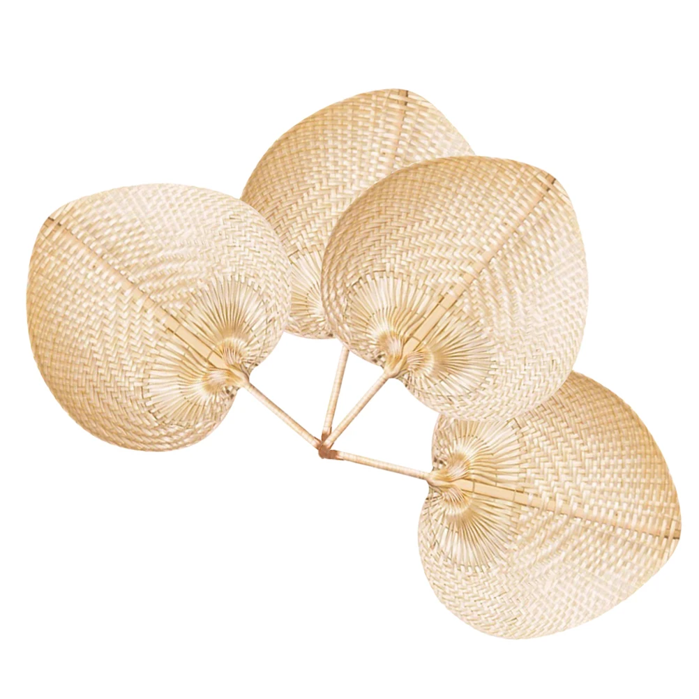 

4pcs Bamboo Fan Manual Woven Handheld Decorative Summer Beach Adults Travel Hand Fans Large Size Traditional Chinese Style