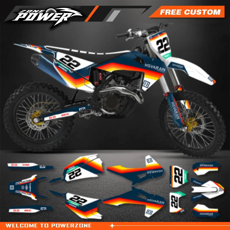 Powerzone Motorcycle Graphics Decals Sticker Kits for Husqvarna TE FE 2020 2021 2022 2023 TC FC  2019 2020 2021 2022 85