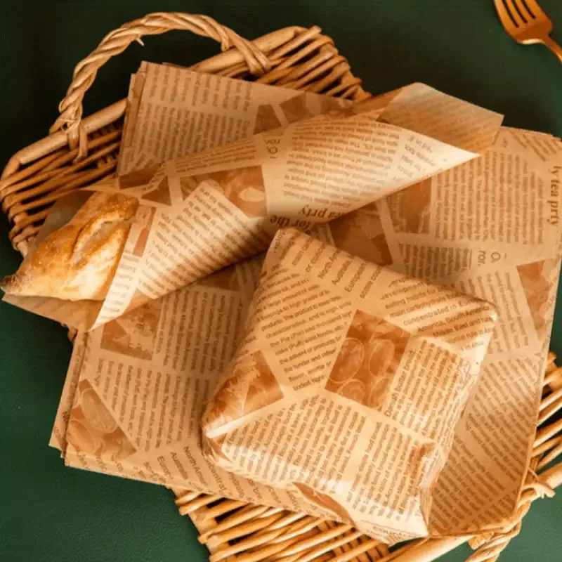 50 Papel pergamino precortado para ahorrar tiempo: cocina navideña, embalaje de sándwich y estufa, diseño duradero y seguro con tema del alfabeto Baki