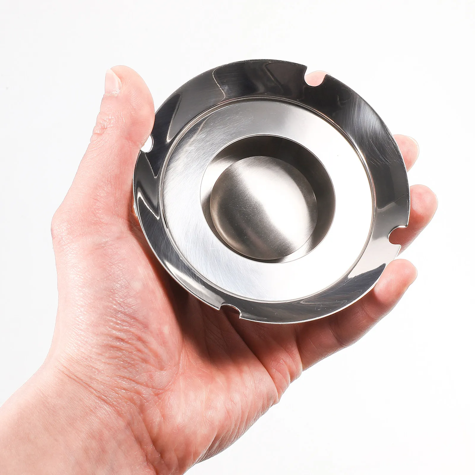 

Stainless Steel Ashtray Nordic Minimalist Round Desktop Holder For Office Home Outdoor Large Capacity Easy Clean