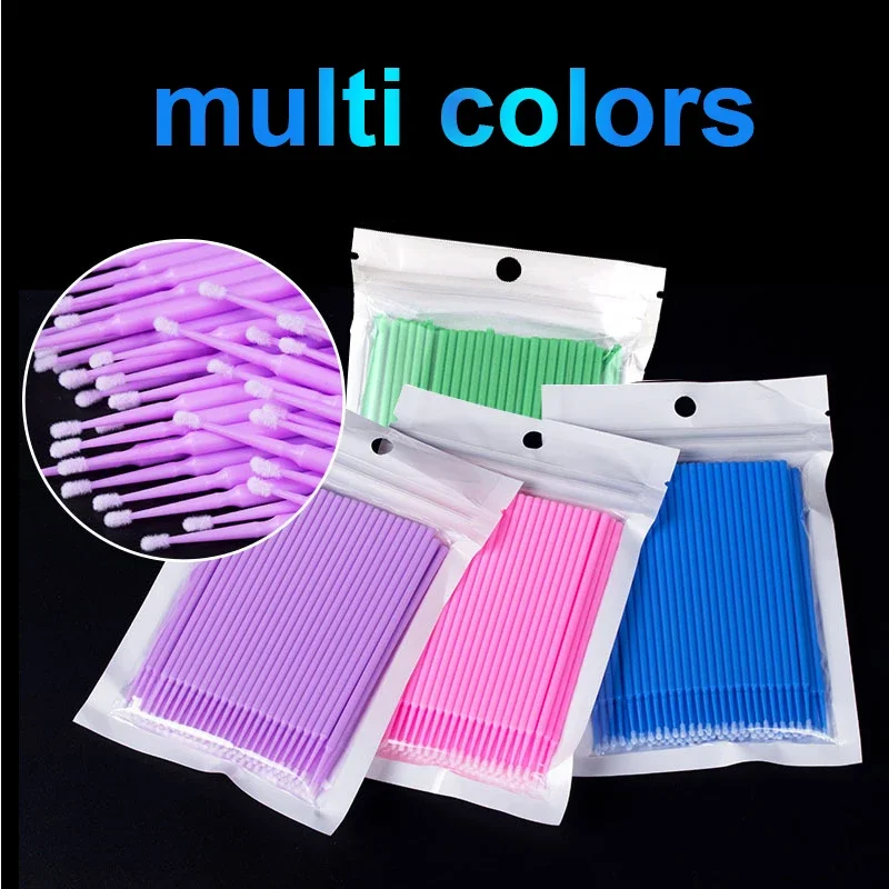 CNKESS 100PCS  Eyelash Brushes Cotton Swab Micro Individual Eyelashes Microbrush Removing Cleaning Lash Extensions Accessories