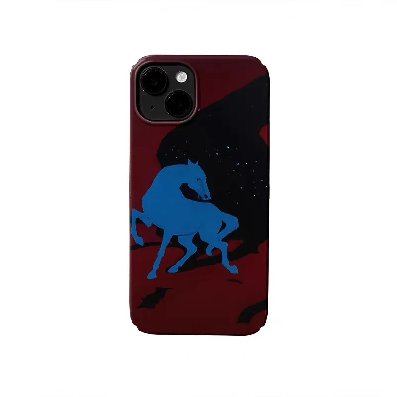 

Brown Blue Horse Cartoon Manga Phone Case for IPHONE 17 Air 16E 15 PROMAX 14 Plus 13 12 MINI 11PRO 16Plus XR Acrylic Phone Cover