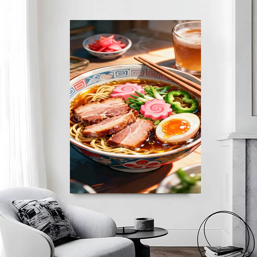 Oil Painting Japanese Ramen Noodle Bowl Food By Numbers Modern Wall Decor for Living Room Bedroom Gift No Frame