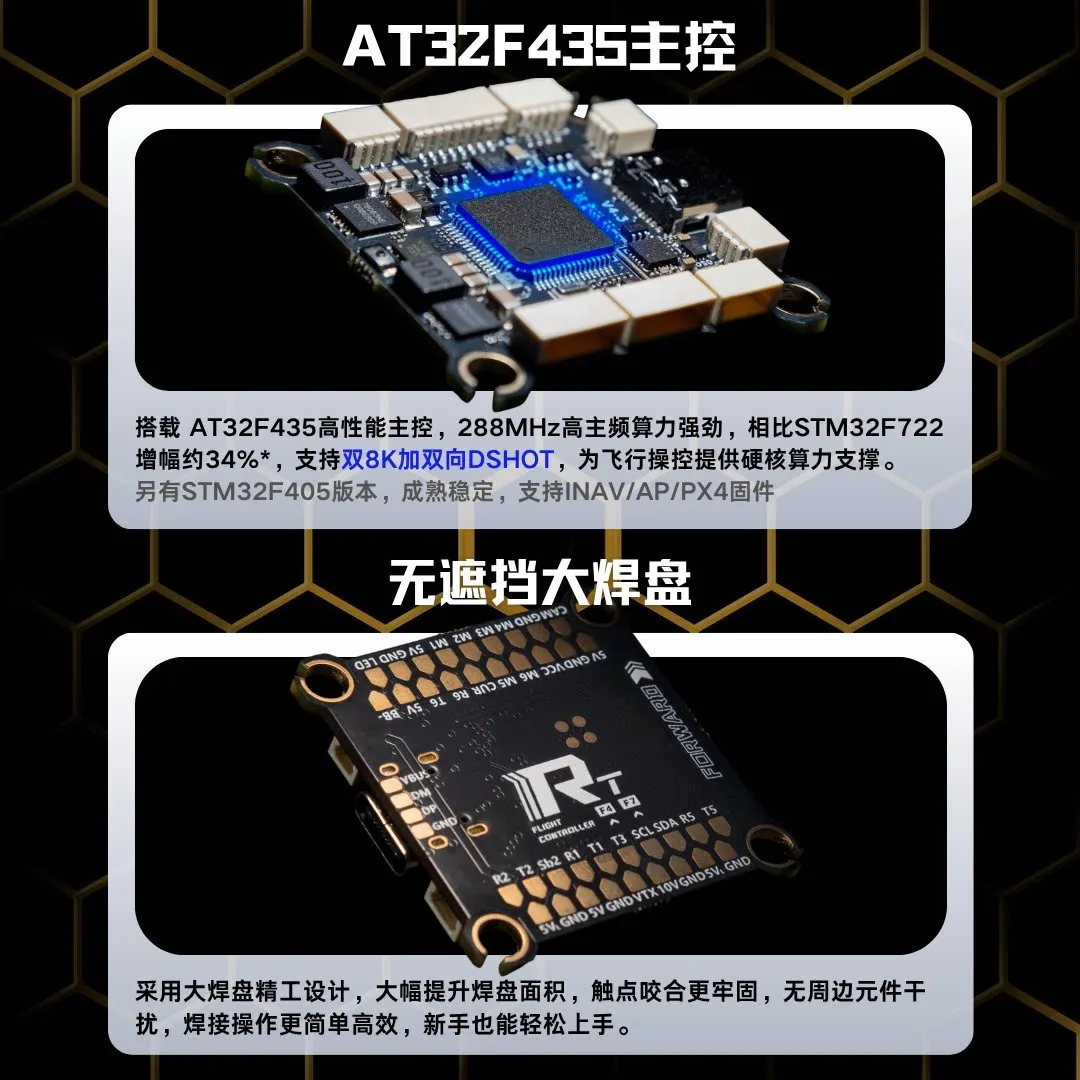 RATEFPV F4V4 55/65A Full Plug-and-Play FPV Stack, Freestyle & Racing Drone F435 Flight Controller with 32-bit ESC