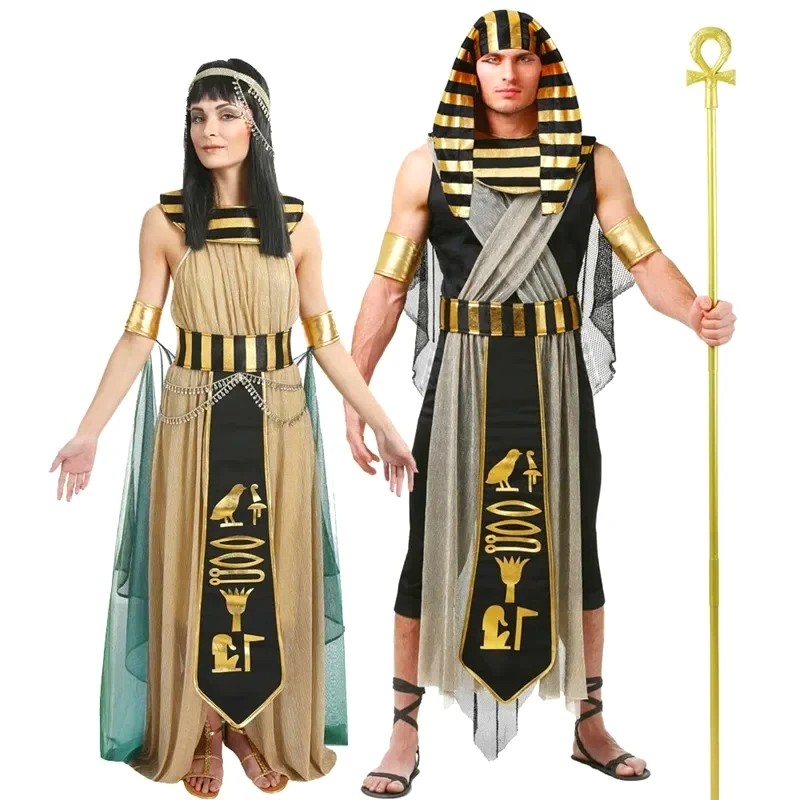 Disfraz de faraón egipcio de Egipto para hombre, rey Cleopatra, reina, Cosplay, fiesta de carnaval, vestido de fiesta de pareja Medieval