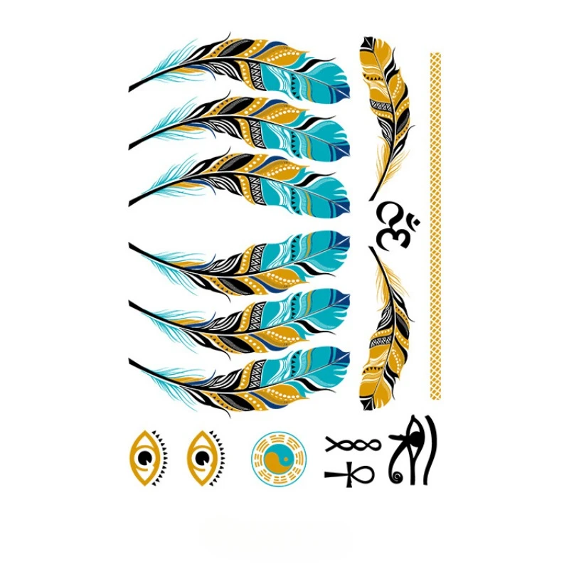 Wasserdicht Hot Gold Temporäre Tattoo Aufkleber Europa USA Mode Hot Silber Metall Tattoo Aufkleber Gefälschte Tattoo Aufkleber für Frau