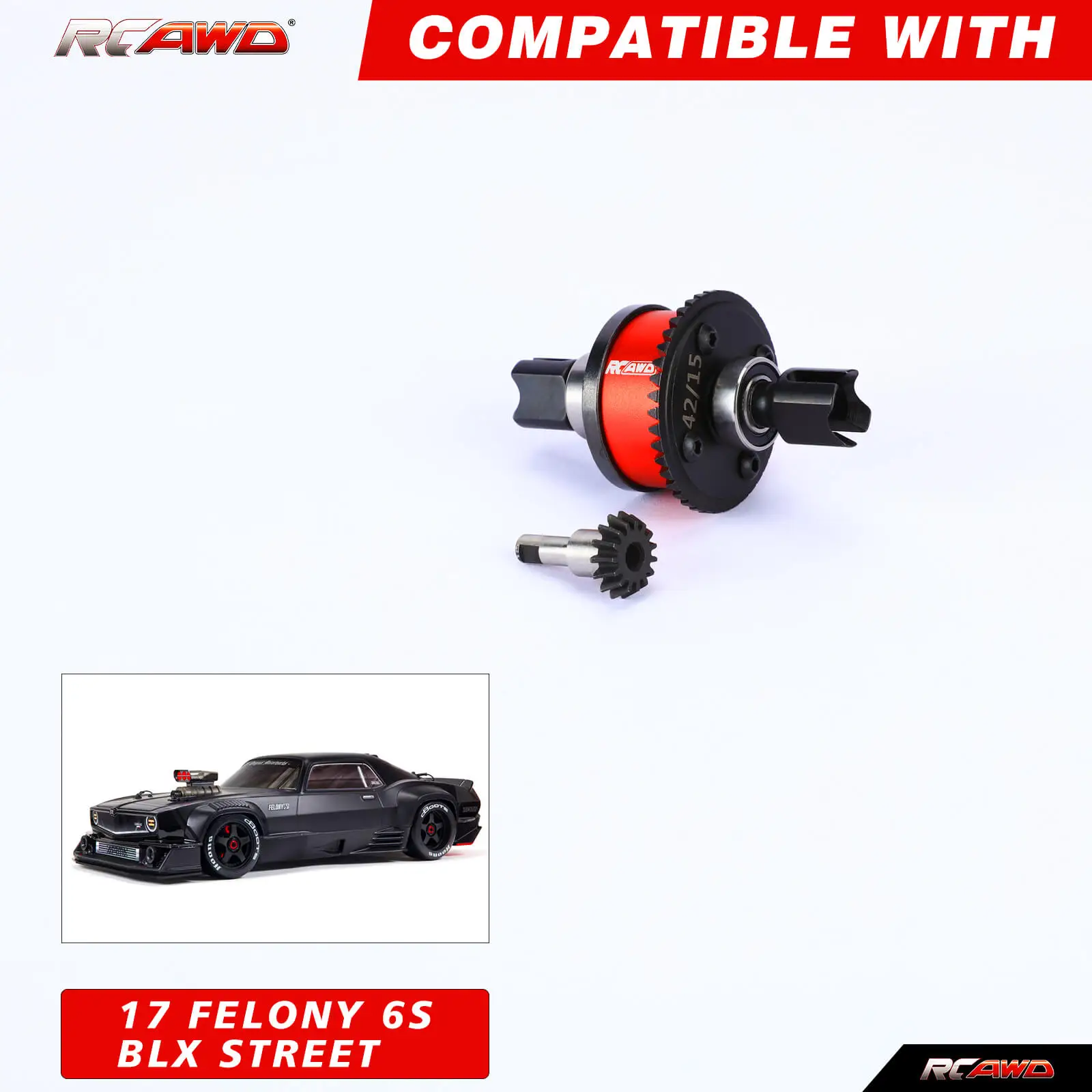 

RCAWD RTR 42T 15T входная шестерня дифференциала в сборе для Arrma 6s 1/7 1/8 FELONY INFRACTION LIMITLESS, детали для обновления дифференциала