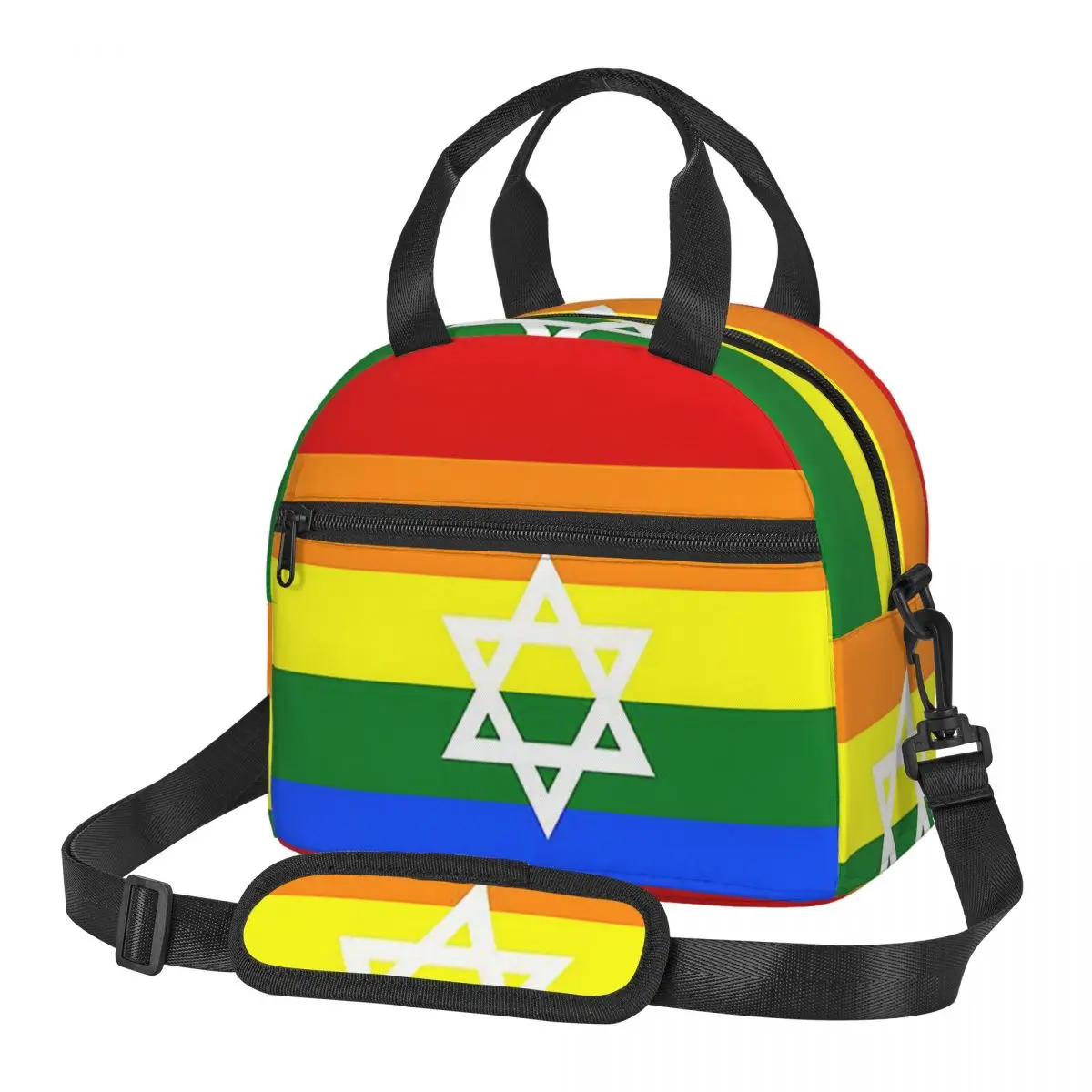 Gay Pride Israel Flag Lunch Bags Insulated Bento Box Portable Lunch Tote Picnic Bags Thermal Bag for Woman School