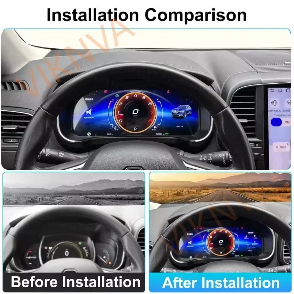 12.3 Inch For Renault Koleos Megane 4 2016~2019 Dashboard Panel Speed Meters Digital Cluster Virtual Android Radio Navigation