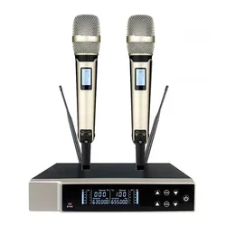 UHF Microphone Professional Dual Wireless Microphone Handheld Mic for Stage Performance Conferences Speech Karaoke Home System