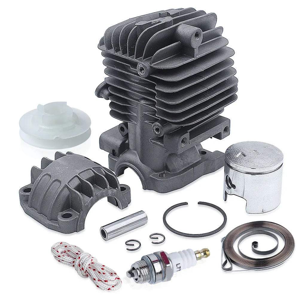 34mm Cylinder Piston Engine Pan Base Kit For Chinese 2500 25cc Recoil Starter Pulley Spring Rope Spark Plug Chainsaw Part